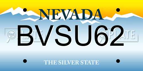 BVSU62 Nevada License Plate