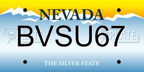 BVSU67 Nevada License Plate