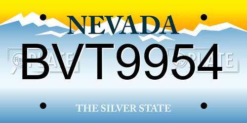 BVT9954 Nevada License Plate