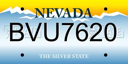 BVU7620 Nevada License Plate