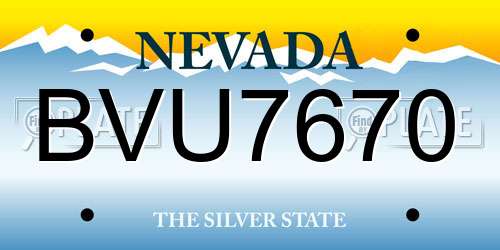 BVU7670 Nevada License Plate
