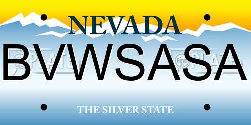 BVWSASA Nevada License Plate