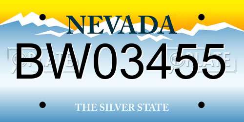 BW03455 Nevada License Plate