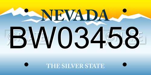 BW03458 Nevada License Plate