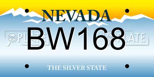 BW168 Nevada License Plate