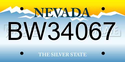 BW34067 Nevada License Plate