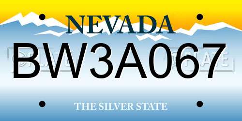 BW3A067 Nevada License Plate