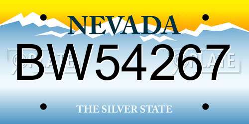 BW54267 Nevada License Plate