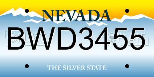 BWD3455 Nevada License Plate