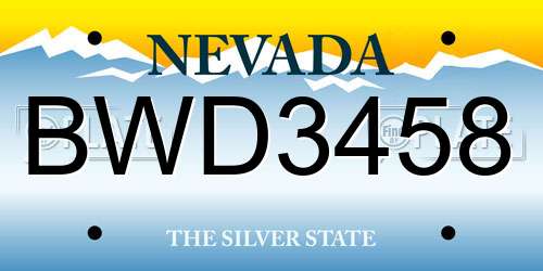 BWD3458 Nevada License Plate