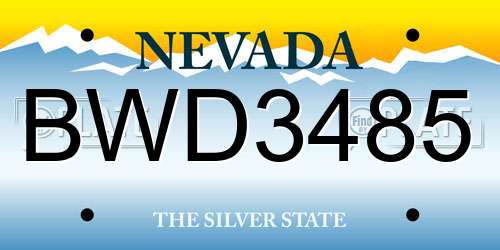 BWD3485 Nevada License Plate