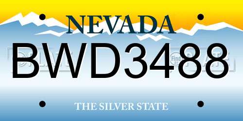 BWD3488 Nevada License Plate