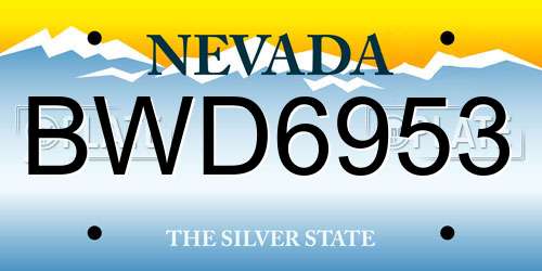 BWD6953 Nevada License Plate