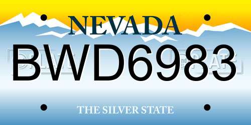 BWD6983 Nevada License Plate