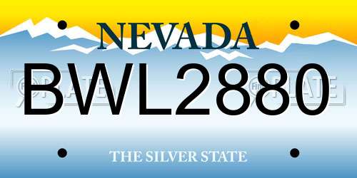 BWL2880 Nevada License Plate