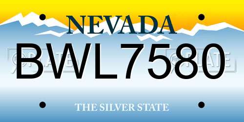 BWL7580 Nevada License Plate