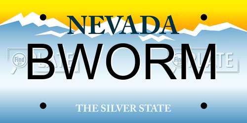 BWORM Nevada License Plate
