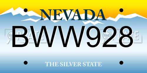BWW928 Nevada License Plate