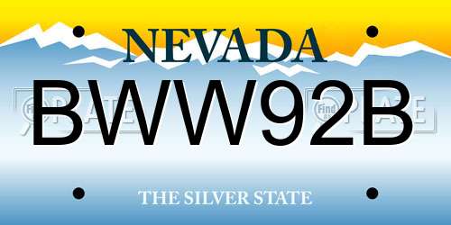 BWW92B Nevada License Plate