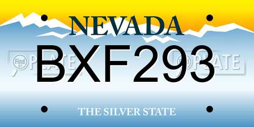 BXF293 Nevada License Plate