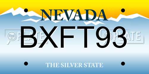 BXFT93 Nevada License Plate
