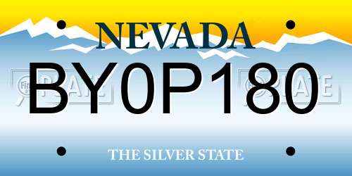 BY0P180 Nevada License Plate