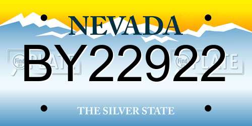 BY22922 Nevada License Plate