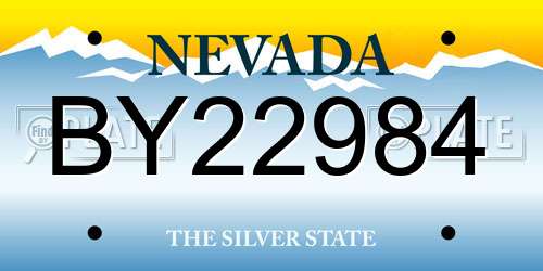 BY22984 Nevada License Plate
