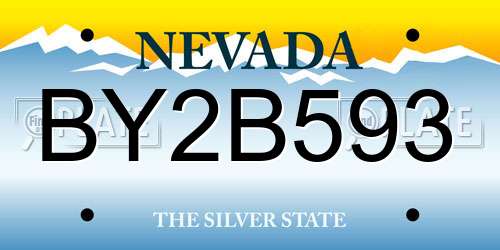 BY2B593 Nevada License Plate