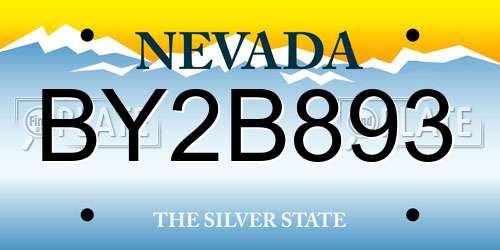 BY2B893 Nevada License Plate
