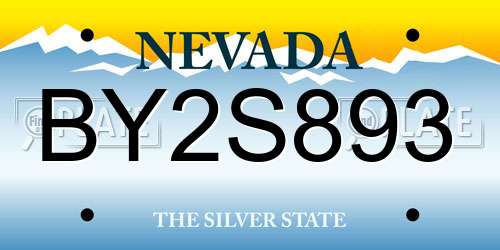 BY2S893 Nevada License Plate