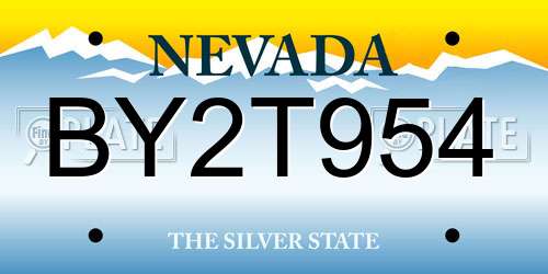 BY2T954 Nevada License Plate