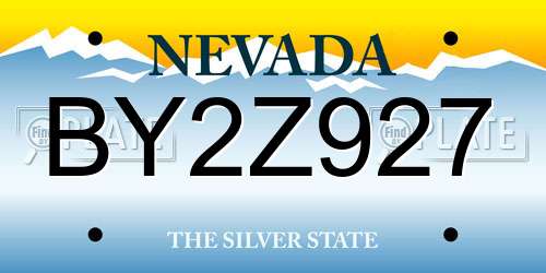 BY2Z927 Nevada License Plate