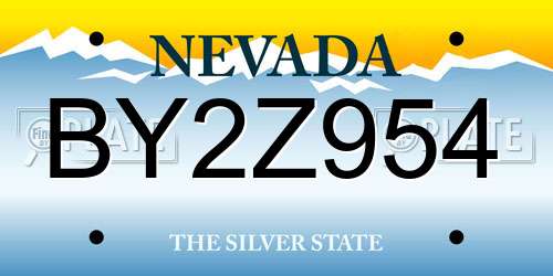 BY2Z954 Nevada License Plate