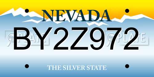 BY2Z972 Nevada License Plate