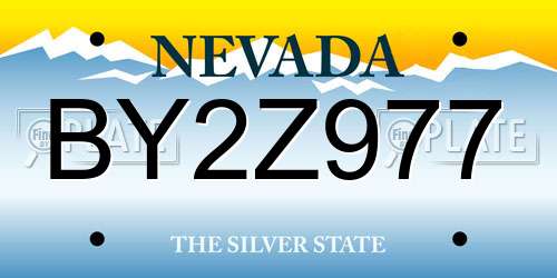 BY2Z977 Nevada License Plate