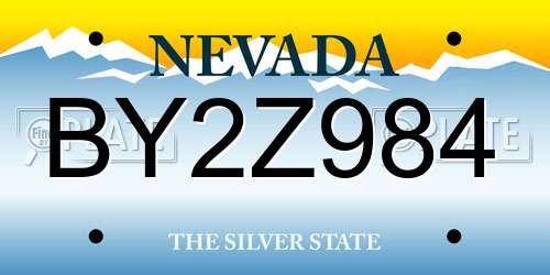 BY2Z984 Nevada License Plate