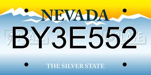 BY3E552 Nevada License Plate