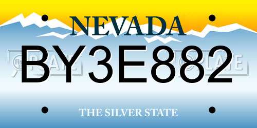 BY3E882 Nevada License Plate