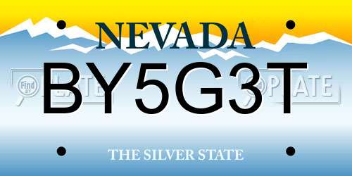 BY5G3T Nevada License Plate