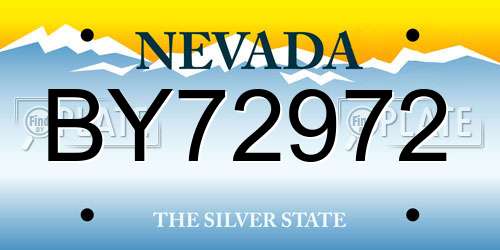 BY72972 Nevada License Plate