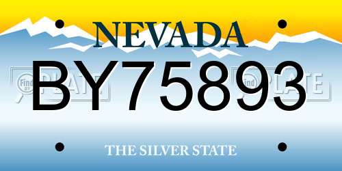 BY75893 Nevada License Plate