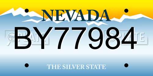 BY77984 Nevada License Plate