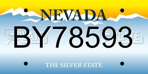 BY78593 Nevada License Plate