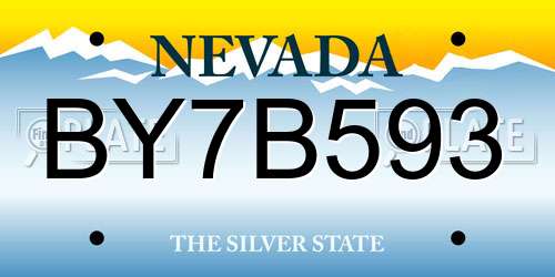 BY7B593 Nevada License Plate