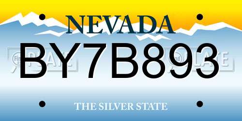 BY7B893 Nevada License Plate