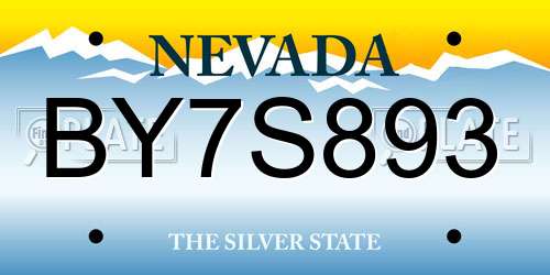 BY7S893 Nevada License Plate