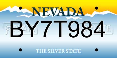 BY7T984 Nevada License Plate