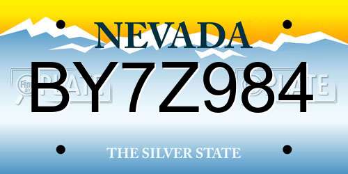 BY7Z984 Nevada License Plate