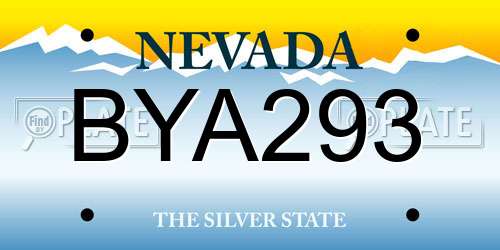 BYA293 Nevada License Plate